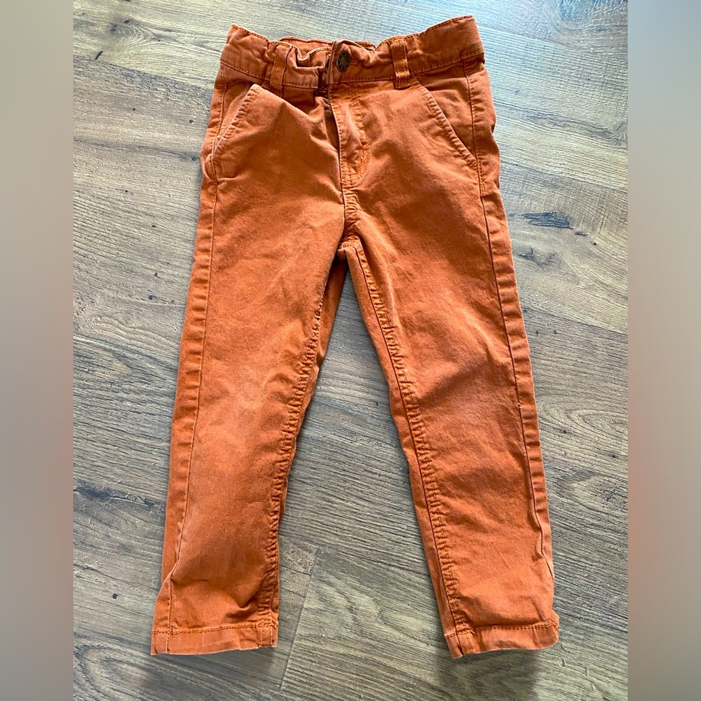Toddler pants 3T orange/rust colour, slim cut